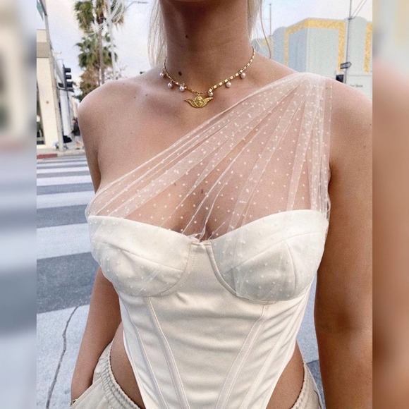 House of CB White One-Shoulder Top - Picture 11 of 14